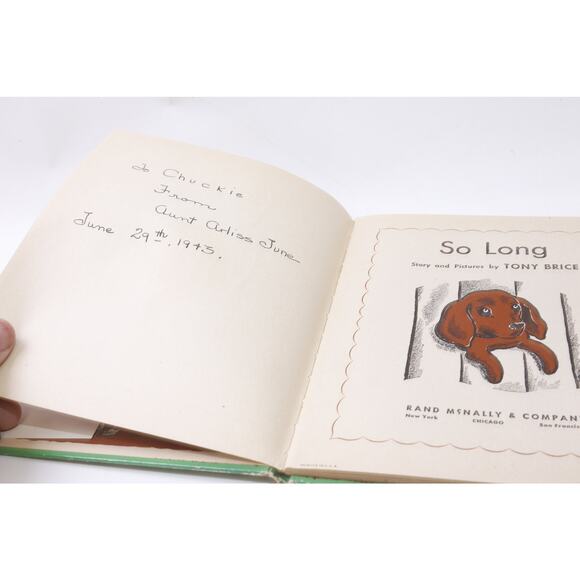 So Long, Tony Brice, Dog, Hardcover, Picture Book, Child Reading, Nursery - Picture 3 of 6